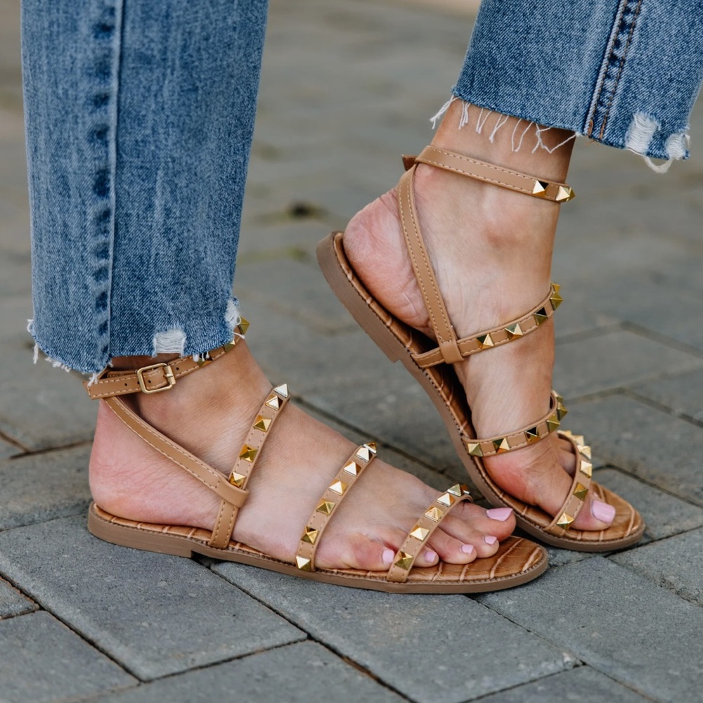 Studded Toffee Brown Sandals